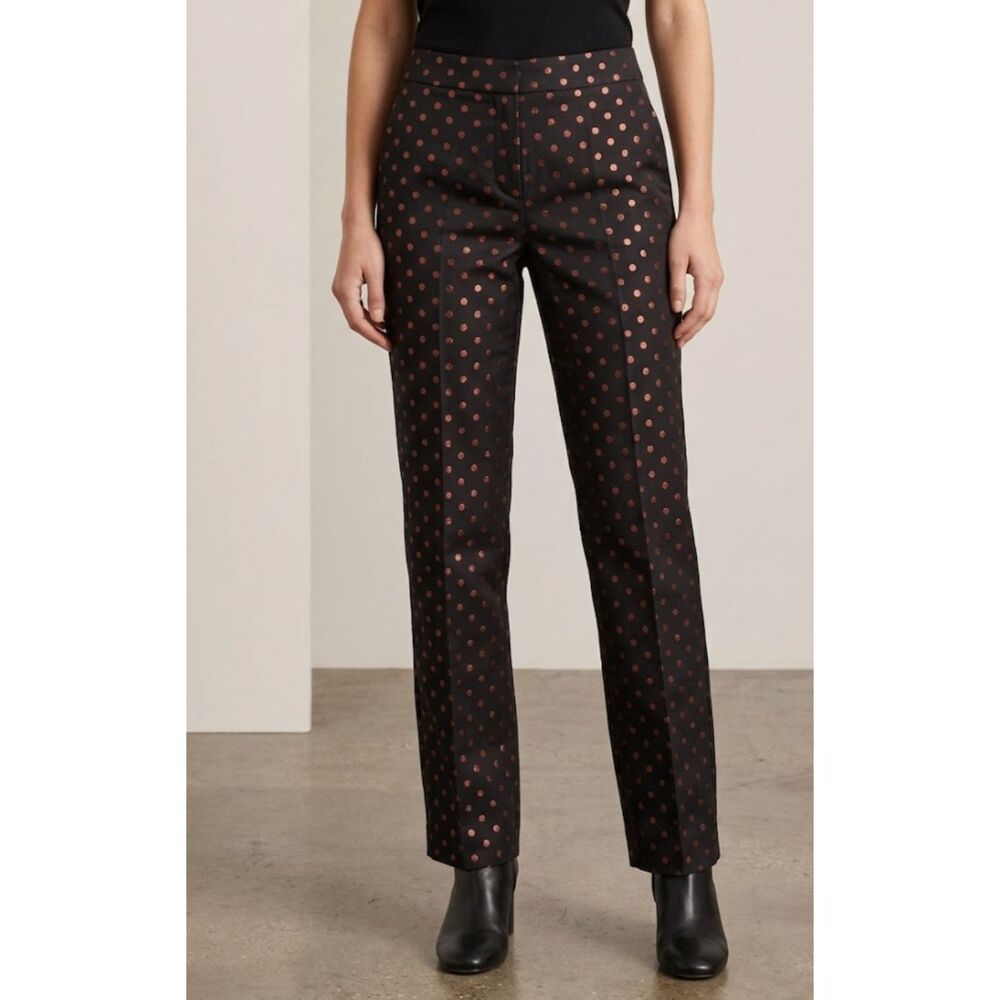Talbots 2023 Red Metallic Holiday Dot Side Zip Kick Pants Women's Size 6